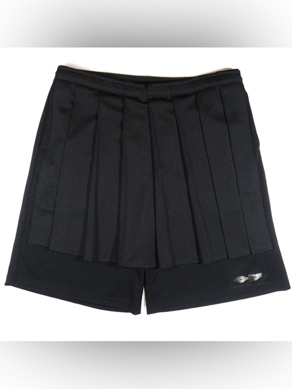 ANY7 OVRLNDR PLEATED PANEL LONG MESH SHORT - Black